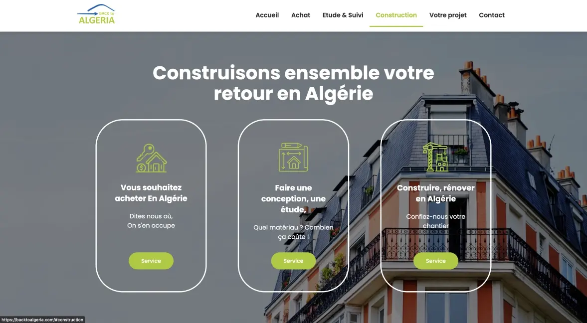 Back to Algeria screen