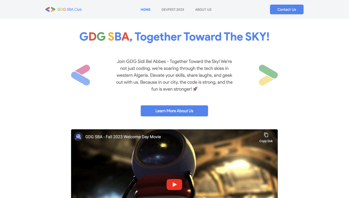 GDG SBA Website screen