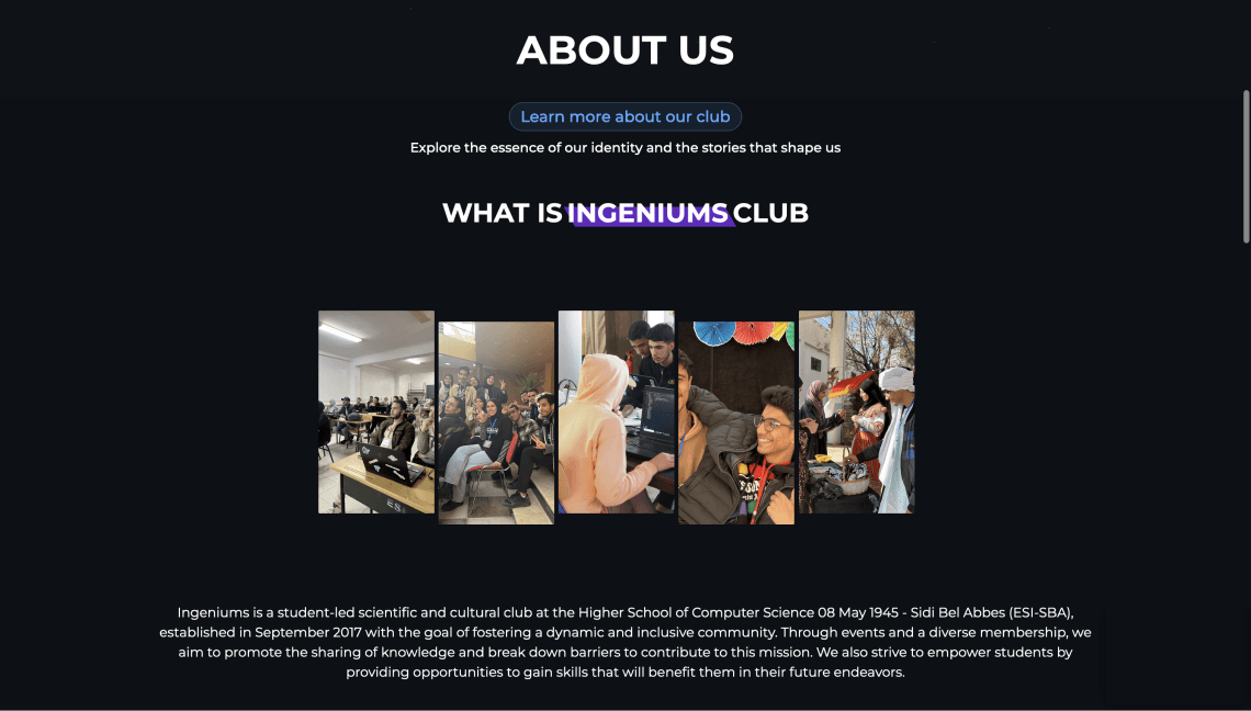 Ingeniums Website screen