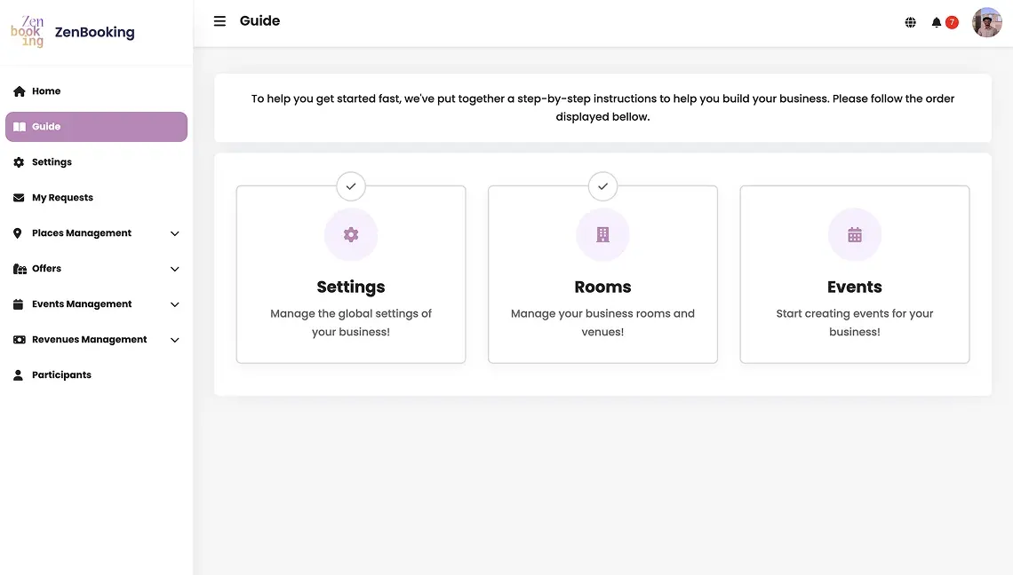 ZenBooking screen